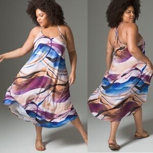 Soma Artistic Blue and Purple Midi Dress